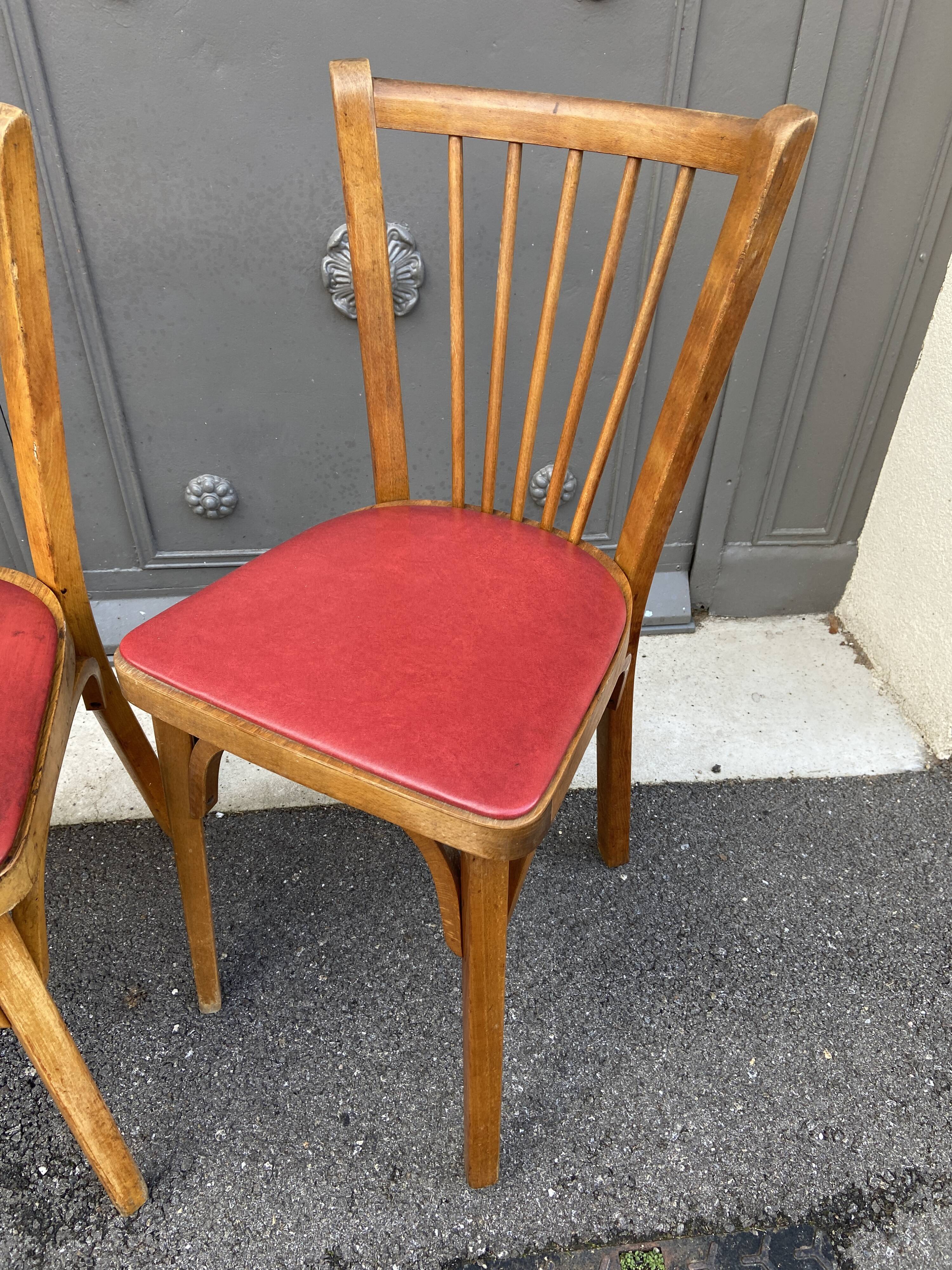 Set of 3 vintage chairs baumann 1960