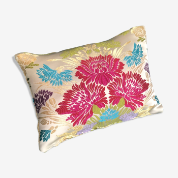 Embroidered rectangular cushion floral pattern
