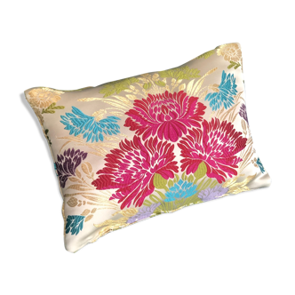 Embroidered rectangular cushion floral pattern