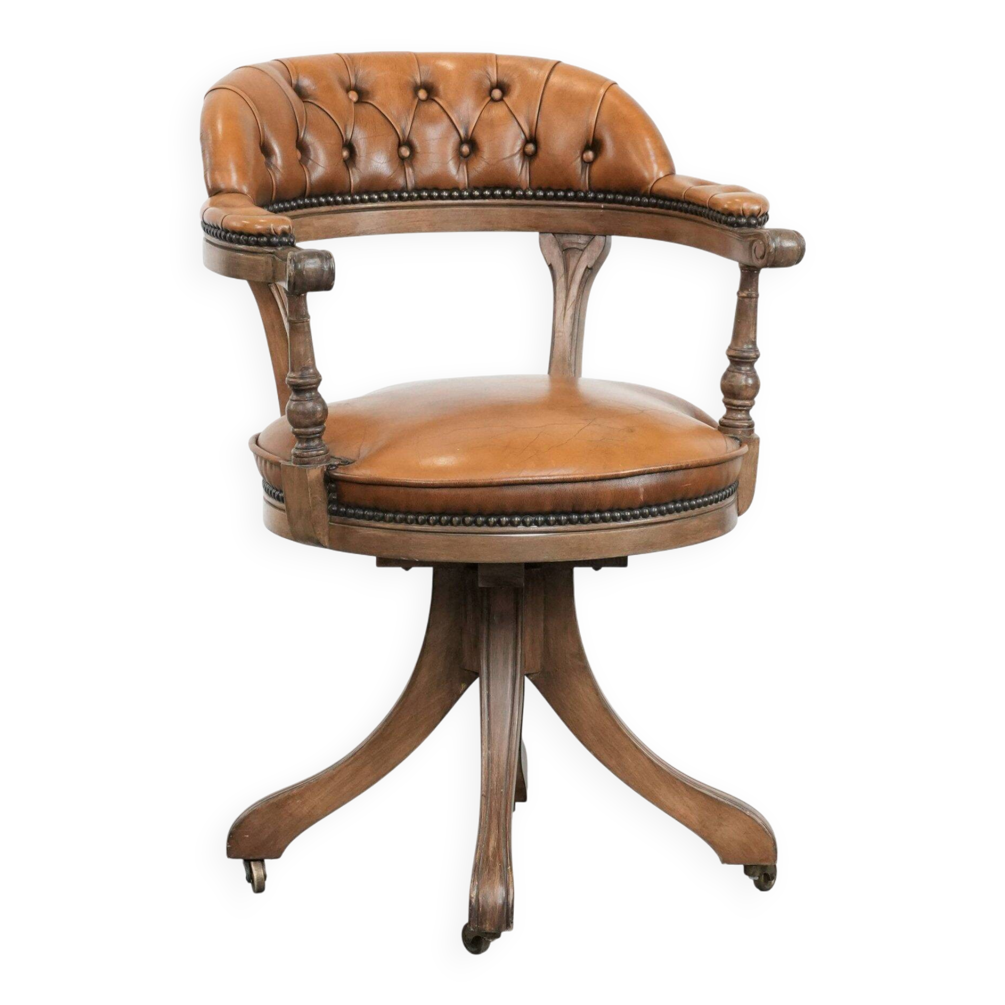 Chaise de bureau chesterfield en cuir de vache classique et intemporelle de style anglais
