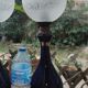 Pair of dark blue kerosene lamps