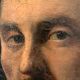 Portrait of a man in oil on canvas from the 19th century, an old painting dated 1885.