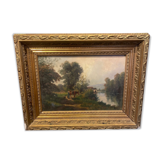 Oil on canvas framed landscape