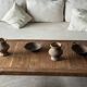 Large upcycled golden teak coffee table L1m60 W70 H45