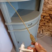 Vitrine vaisselier d'angle vert bronze