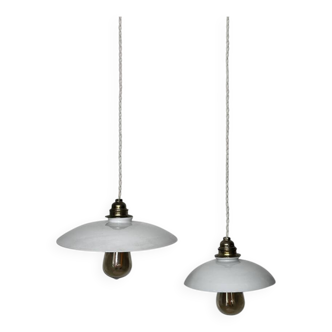 Paire suspensions opaline blanche