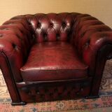 Chesterfield armchair burgundy leather