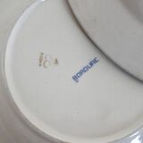 6 vintage Belgian earthenware soup plates with blue marli pattern