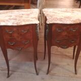 Pair of Louis XV style bedside tables in marquetry