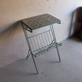 Metal plant stand with tiled top – 6 antique tiles