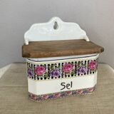 Earthenware salt cellar with rose decoration, made in Czechoslovakia, early 20th century