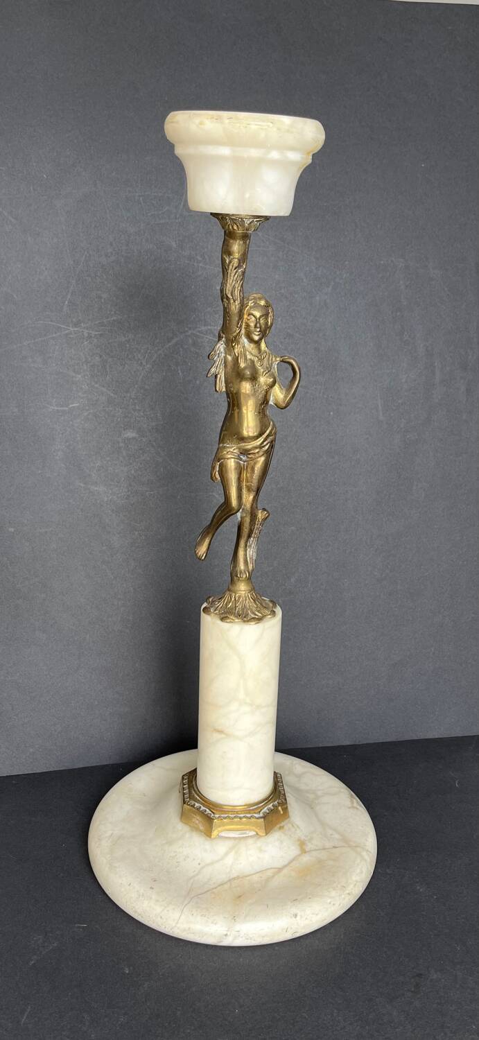 Candelabra in white marble and gilded bronze