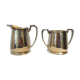 Silver metal milk pot and sugar