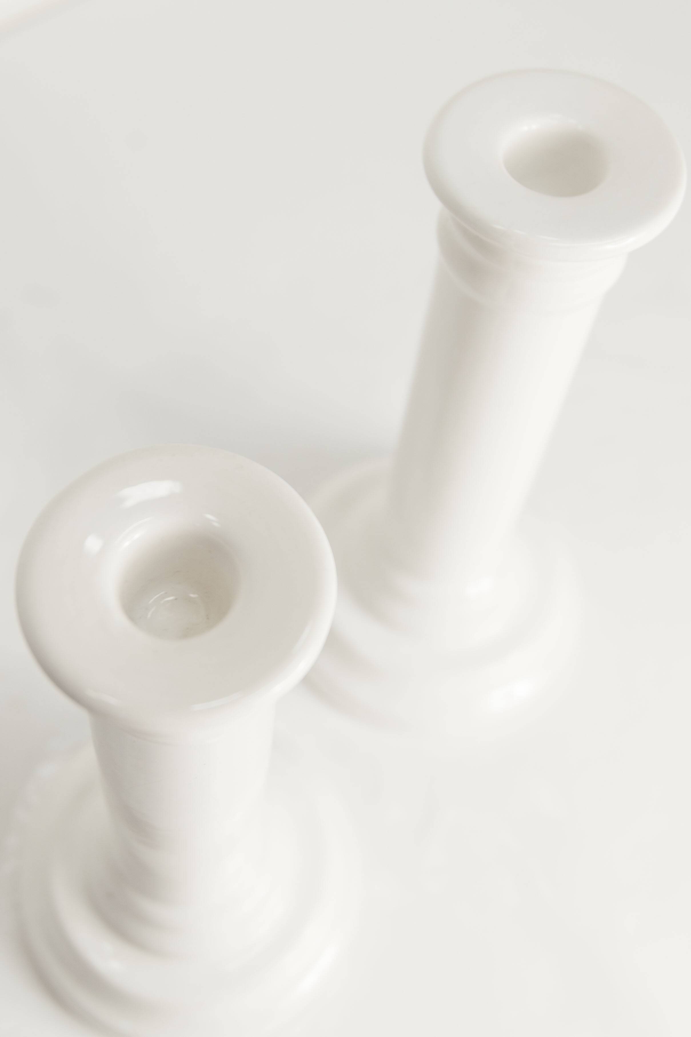 Paire de bougeoirs céramique blanc 1970