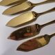Gold metal fish cutlery, knives and forks 24 pieces