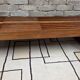 Vintage brutalist bench in solid teak with slats – 1970s