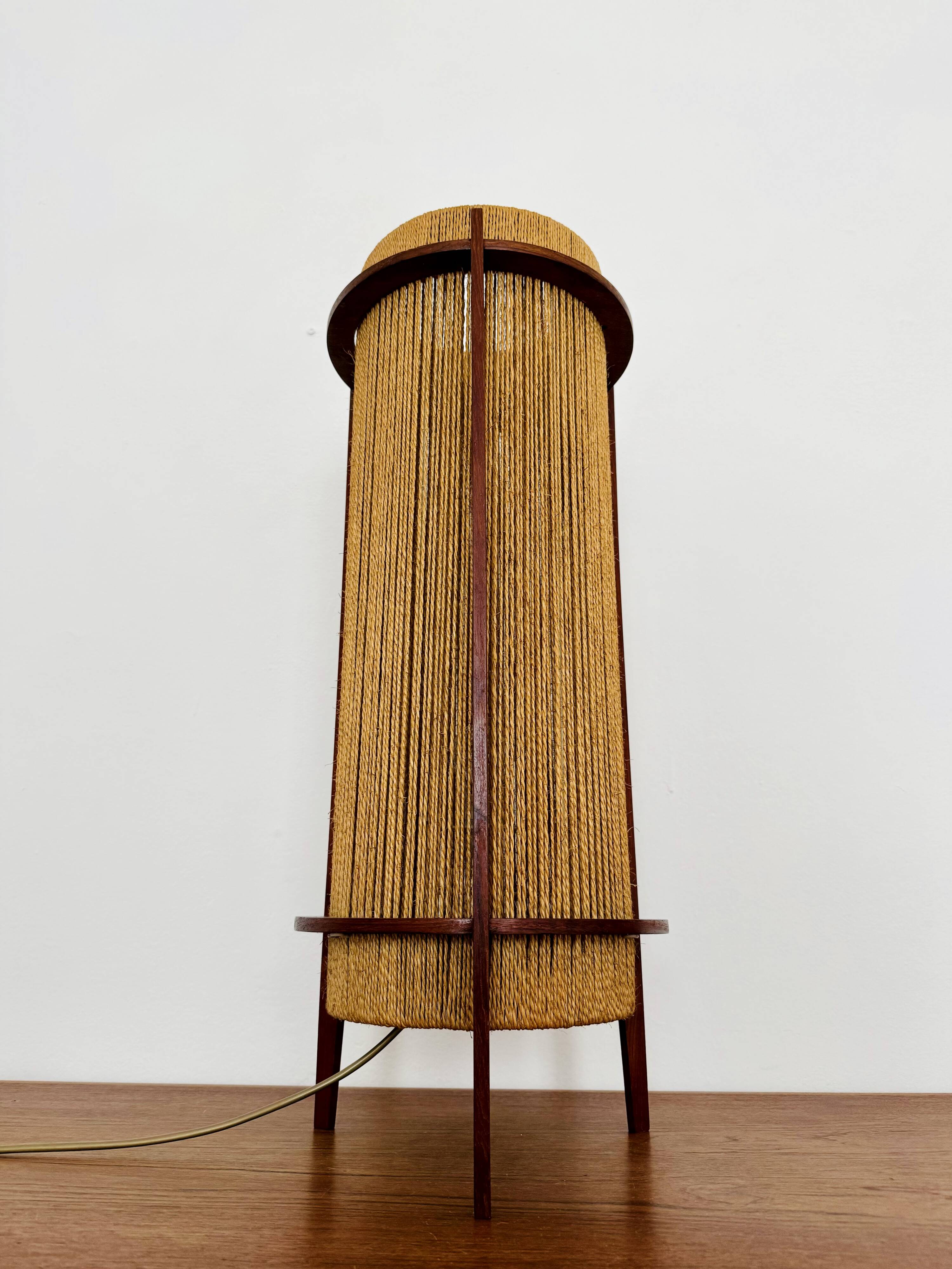 Danish Sisal and Teak Floor or Table Lamp by Ib Fabiansen for Fog and Morup