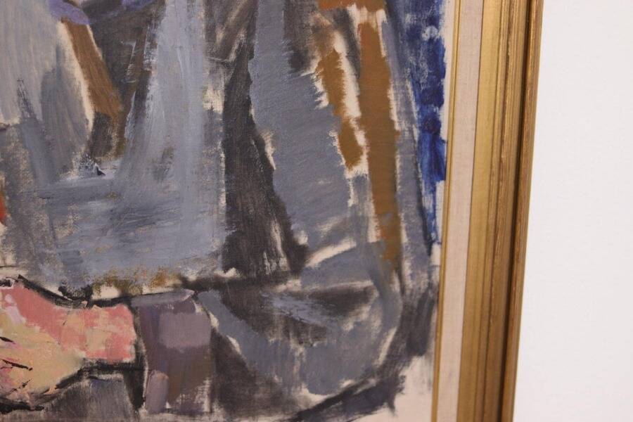 Original XL Swedish oil on canvas – portrait by Pär Thorell – dated 1955 – vintage & framed – 93 × 76 cm