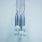 Suspension vintage with 9 bulbs in frosted glass 1960