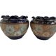 Pair, cache pots, royal doulton, english earthenware, 1920-1930, floral decoration, blue and gold, marks in