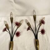Paire d'appliques fleurs vers 1950