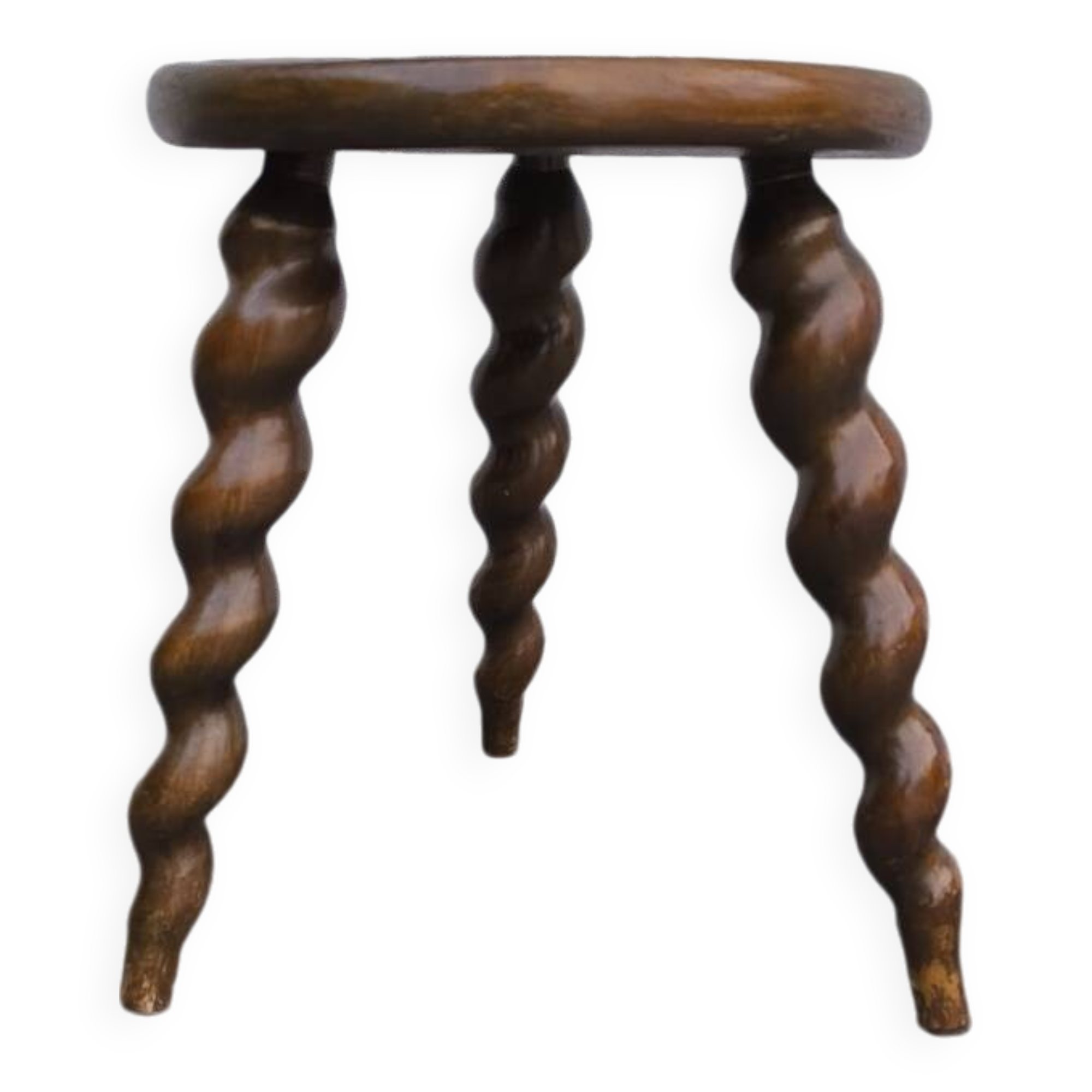 Turned wooden tripod stool