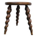 Turned wooden tripod stool