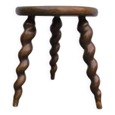 Turned wooden tripod stool