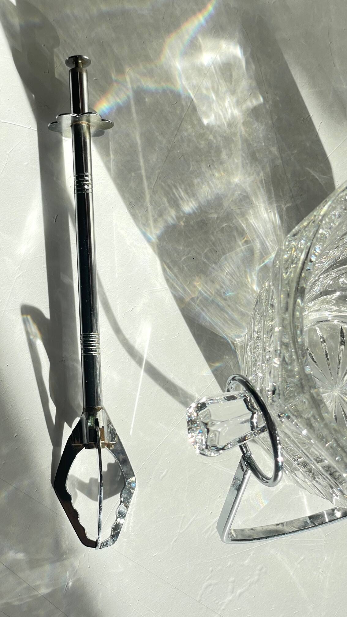 SEAU à Glace Cristal Ciselé et PINCE Vintage