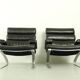 Set of 2 Sinus armchairs in black leather, COR Germany, 1970s