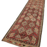 Tapis runner beige oriental ancien fait à la main 90 cm x 417 cm