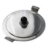 Plat de service en argent massif Art Déco avec couvercle, C.G. Hallberg, Suède, années 1930.