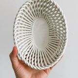 Small white ceramic twisted basket
