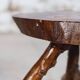 Tripod side table, solid wood, brutalist style.