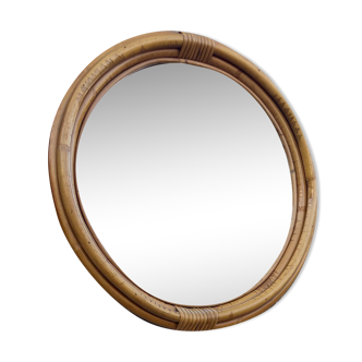 Miroir rond en bambou