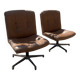 Pair of swivel armchairs in cognac leather – 1970s