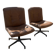 Pair of swivel armchairs in cognac leather – 1970s