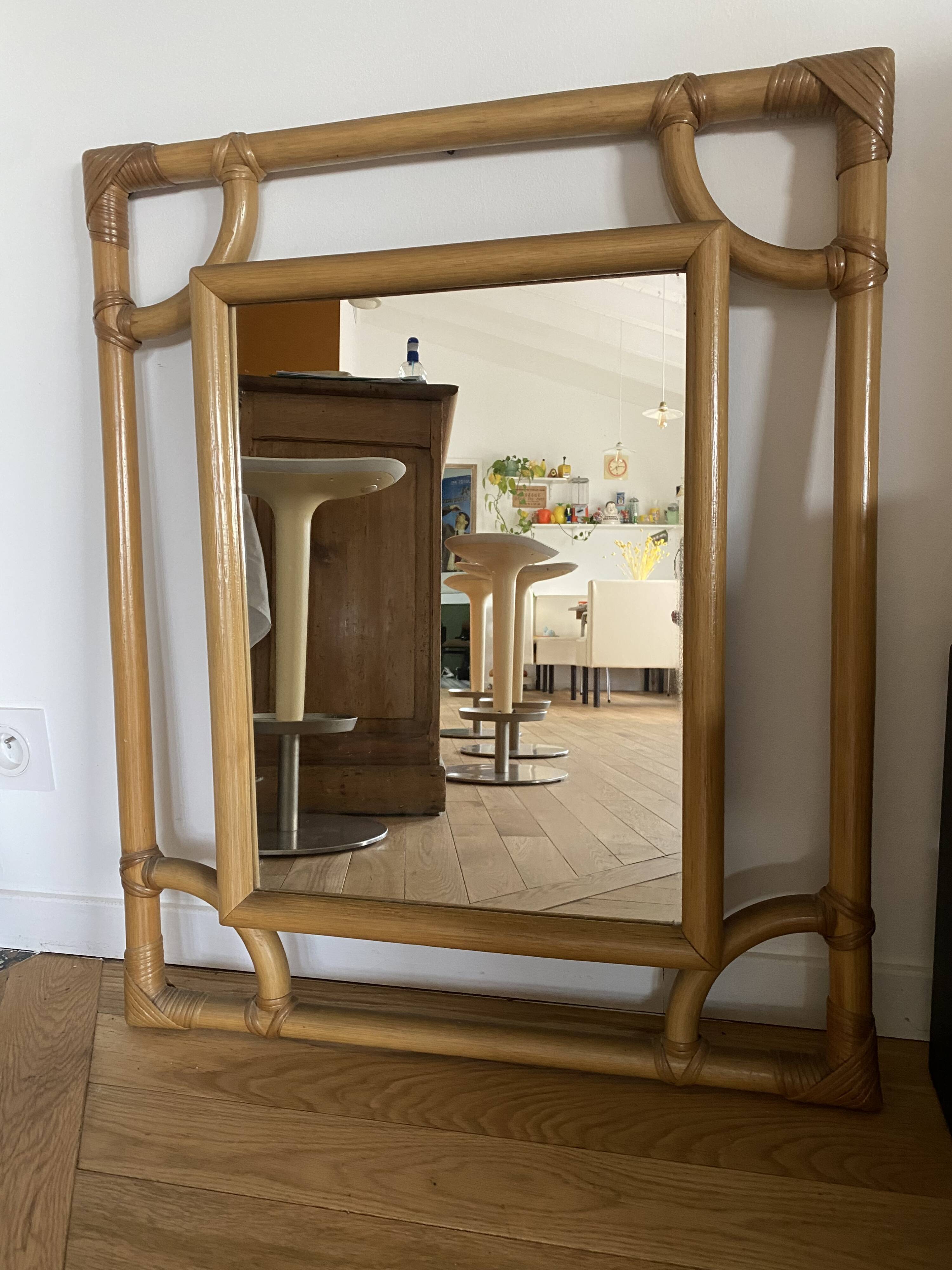 Large rattan mirror