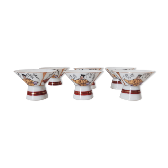 Set of 6 porcelain sake cups