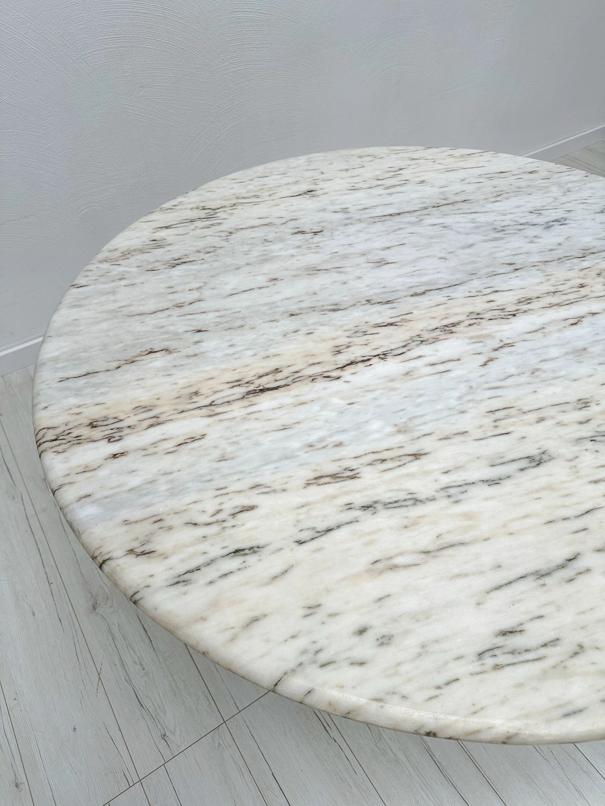 ‘70s Unique Large Round Vintage Marble Dining Table