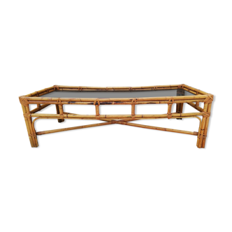 Rattan coffee table and glass