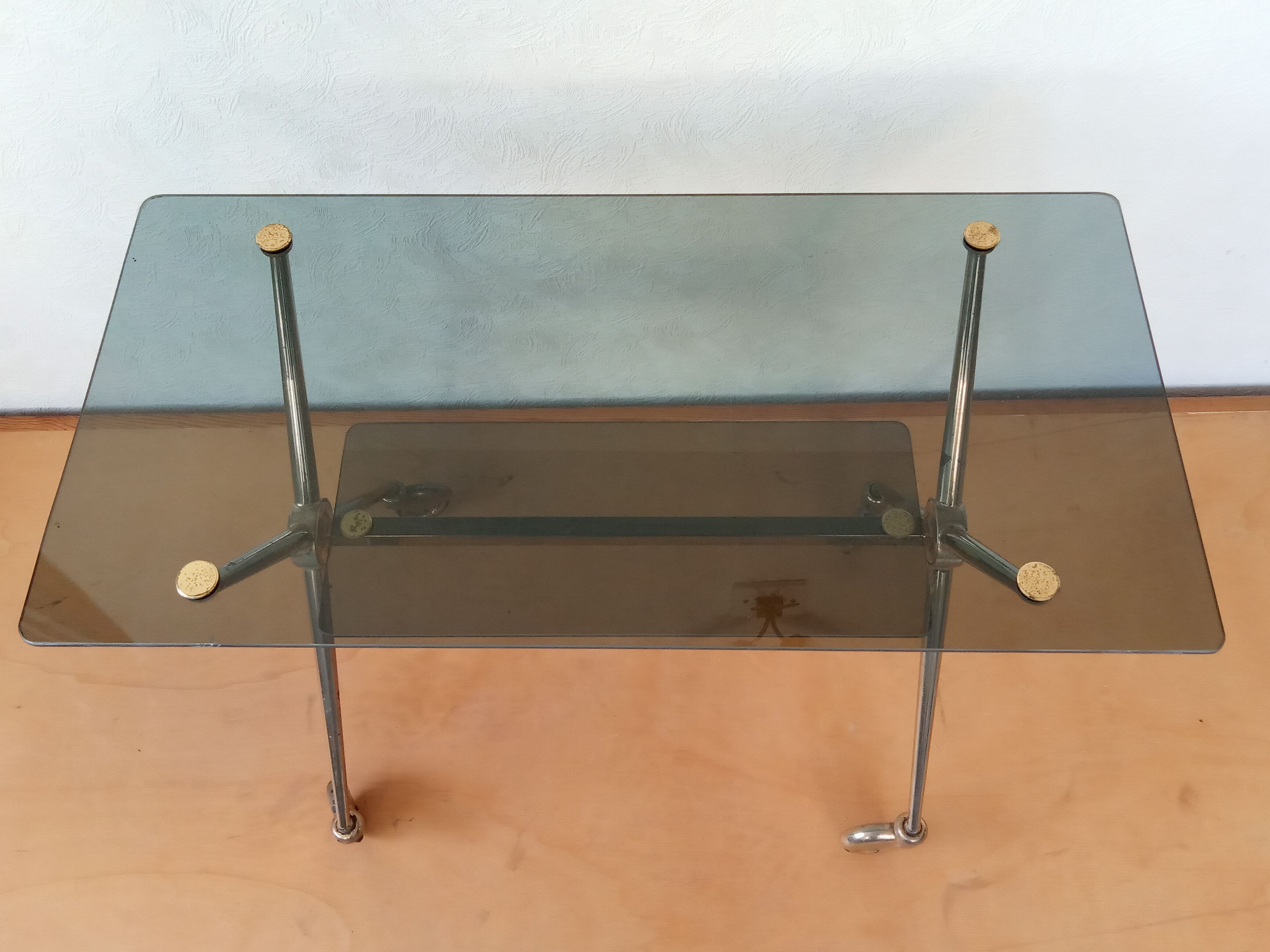 Desserte en verre fumé années 60/70
