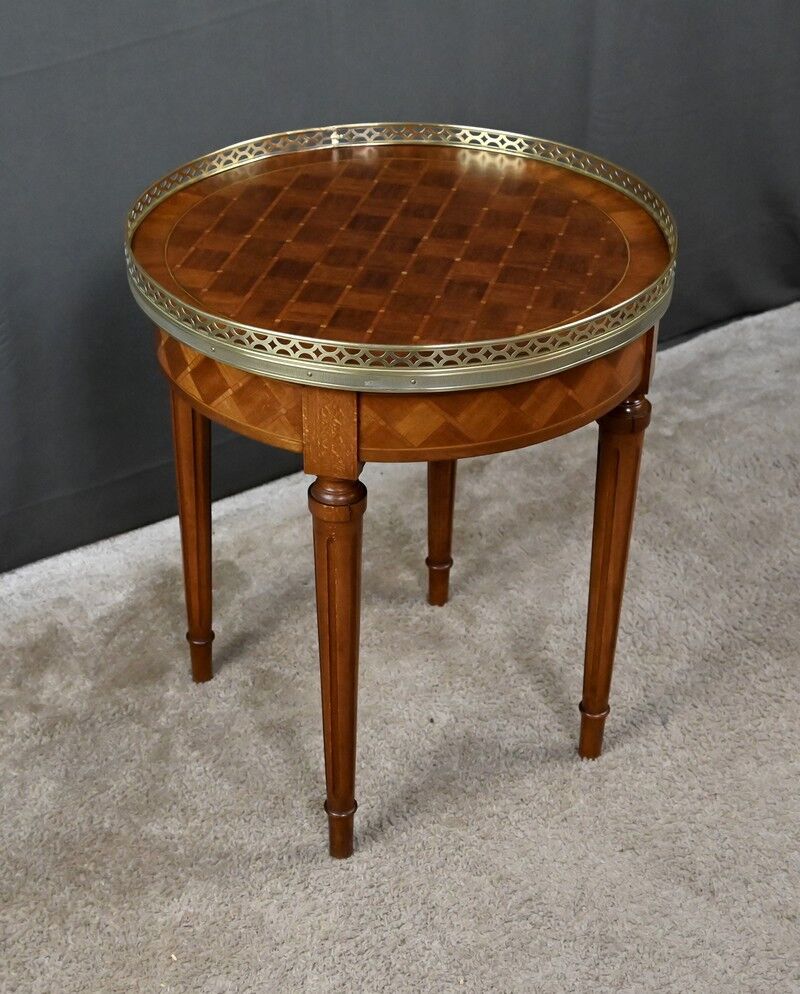 Small bouillotte table in marquetry – mid 20th century