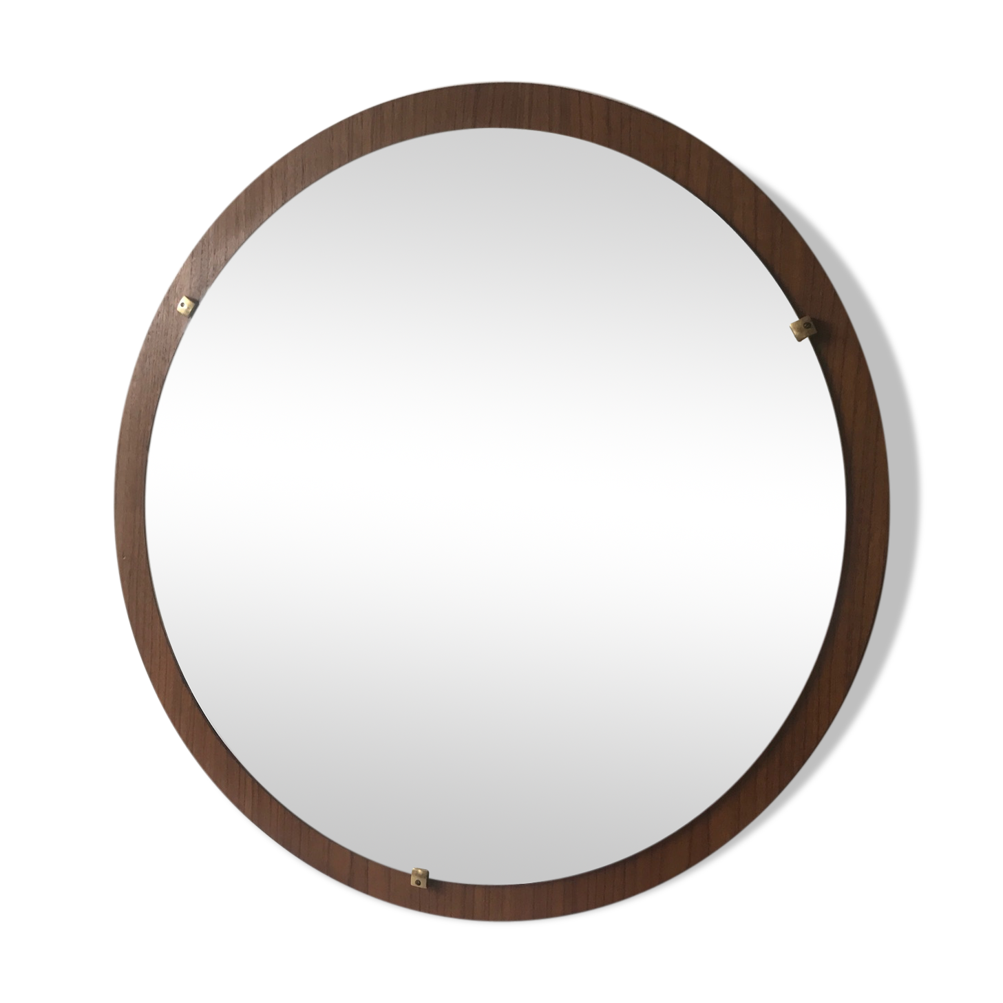 Mirror round vintage teak 66 x 66 cm