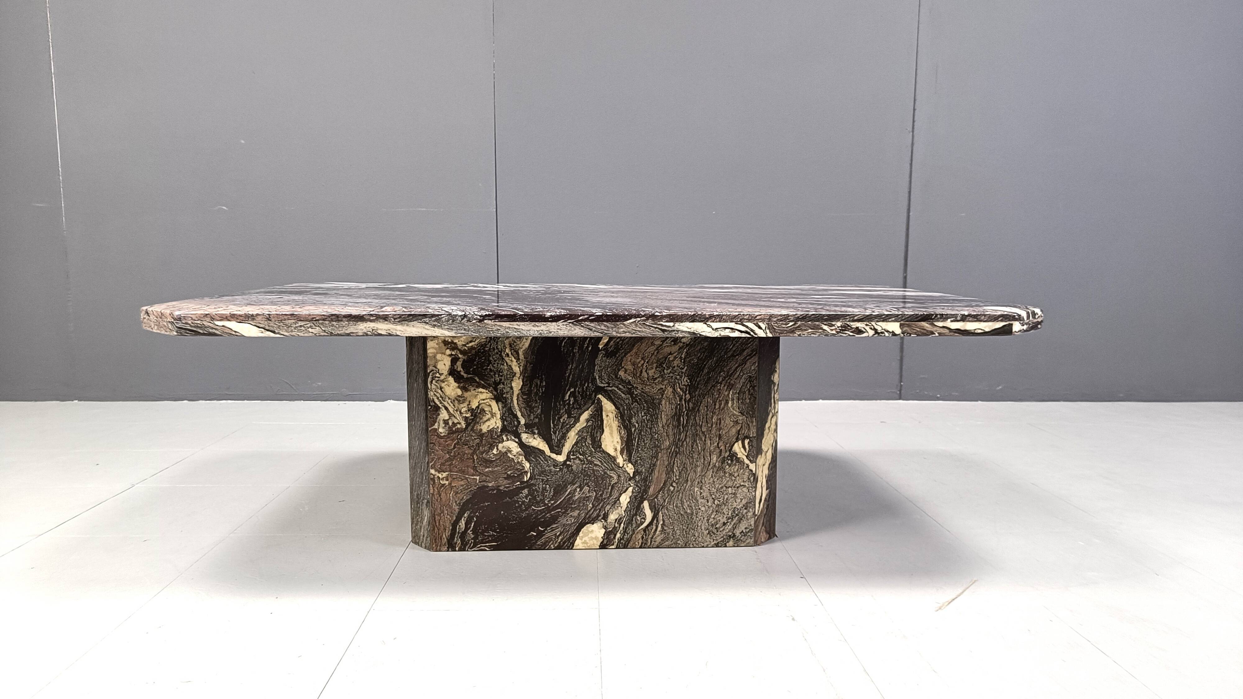 Vintage grey marble coffee table, 1970s