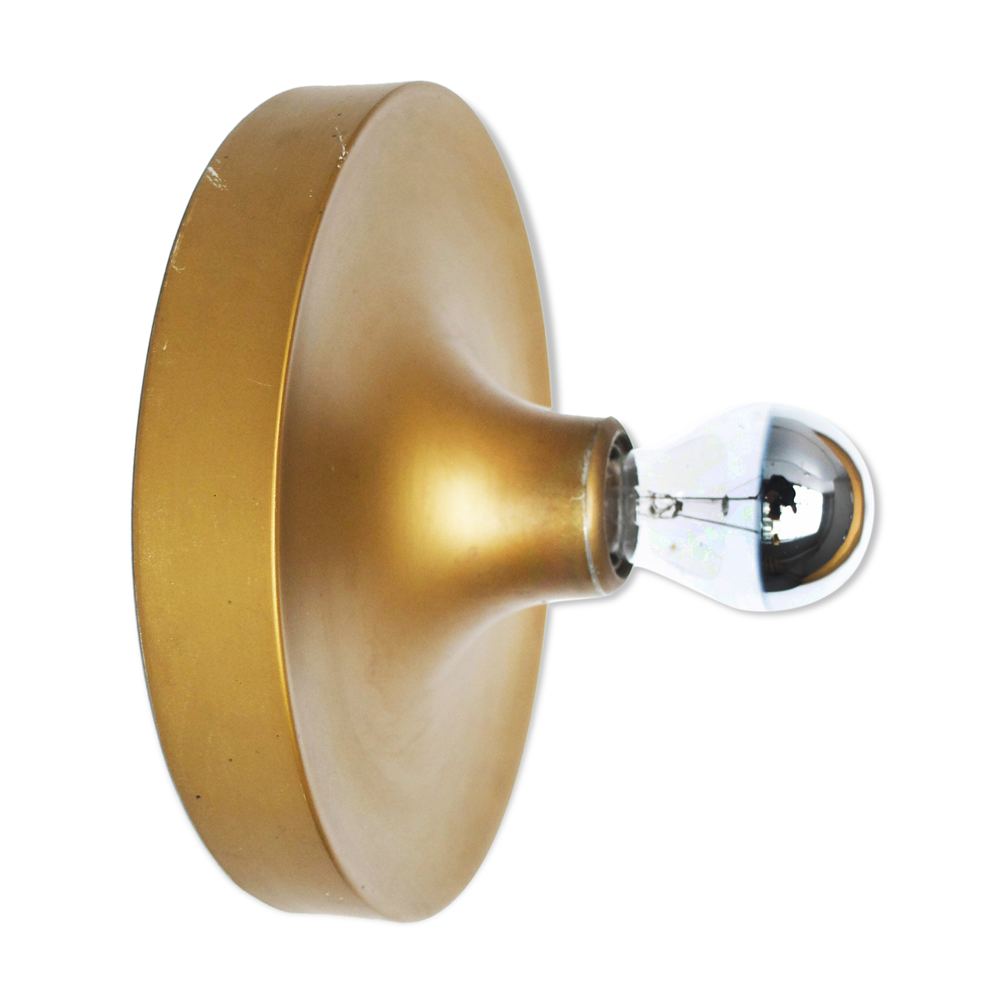 Wall lamp space age golden matte, Flush Light Gold, Germany 1960-70