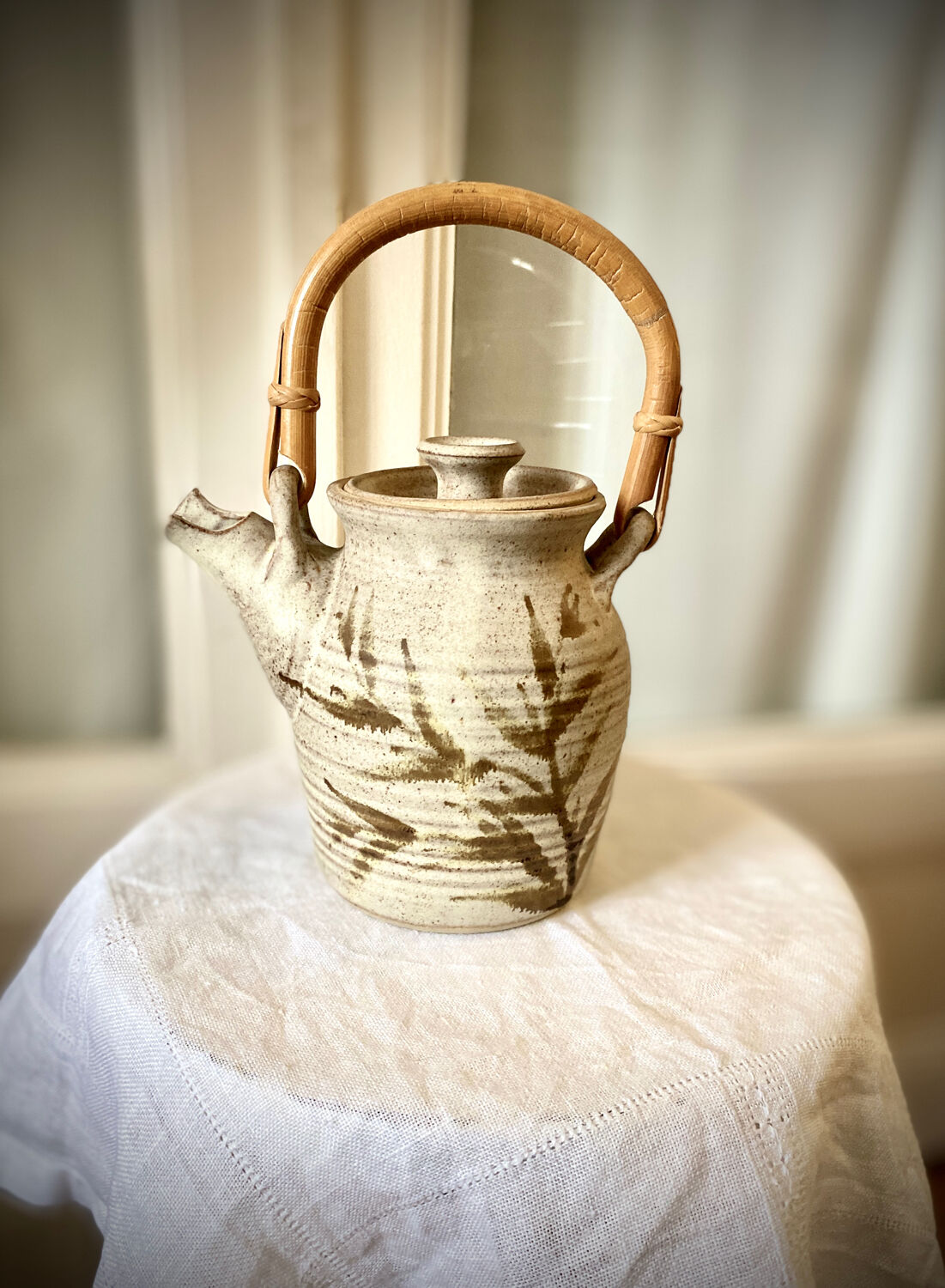 Teapot in vintage ceramic stoneware