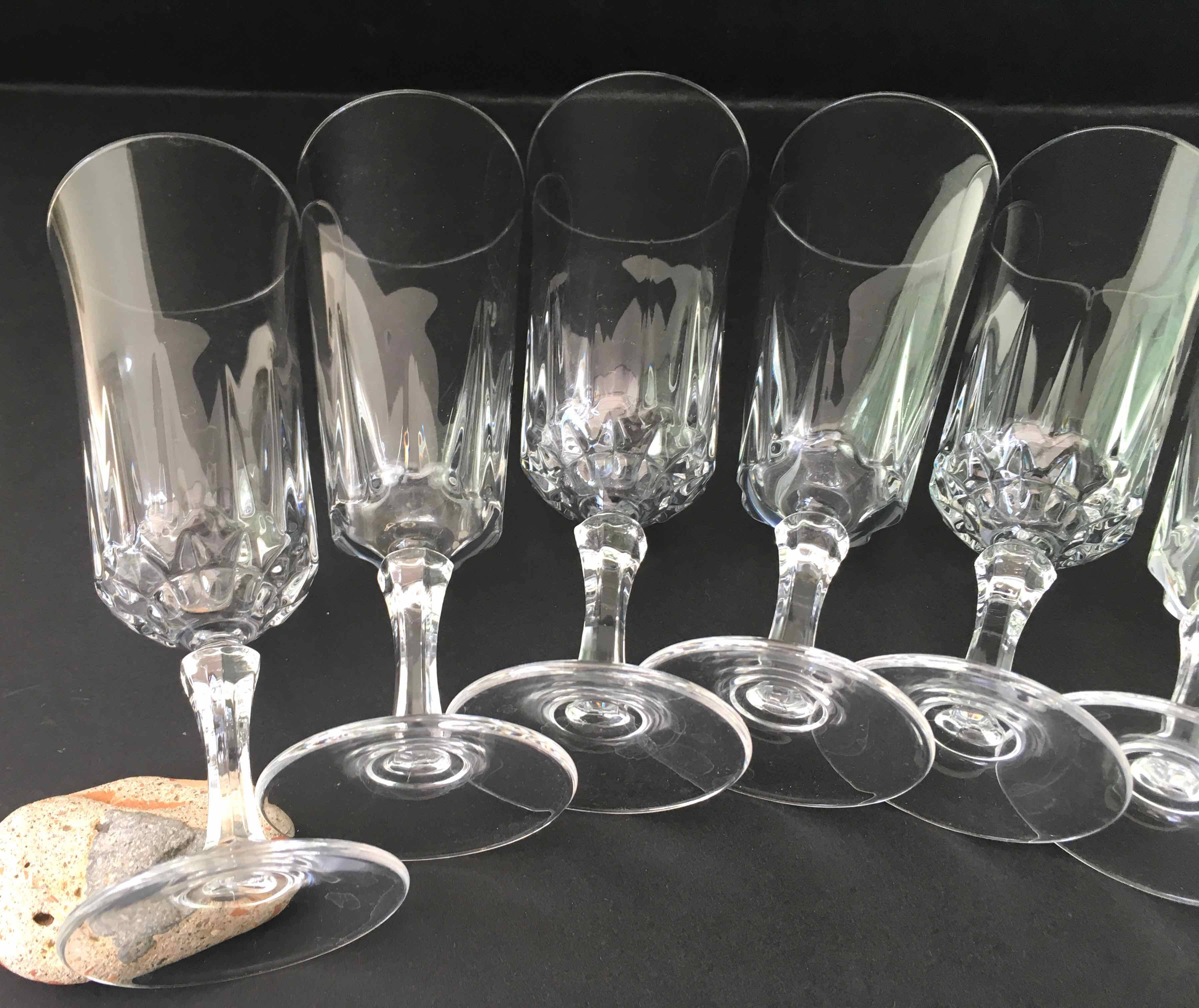 6 cut crystal champagne flutes