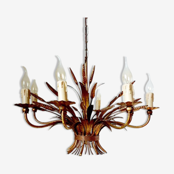 Golden metal chandelier Hans Kogl, 70's