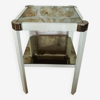 Side table with green mirror tops